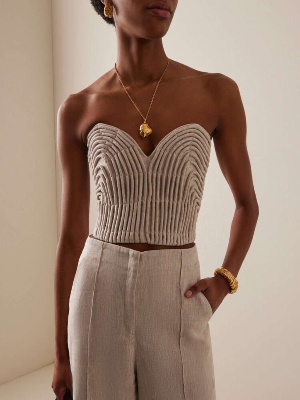 Nwot Linen Corset Top Andres Otalora Prateek Embroidered Linen Corset Top - 10
